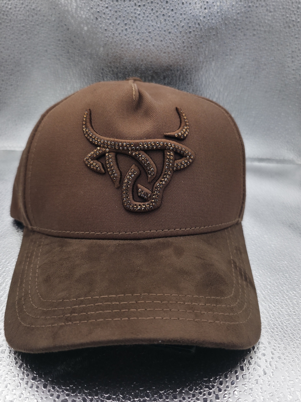 Lost Calf All Star Brown A-Frame Embroidered And Rhinestone And Suede Hat